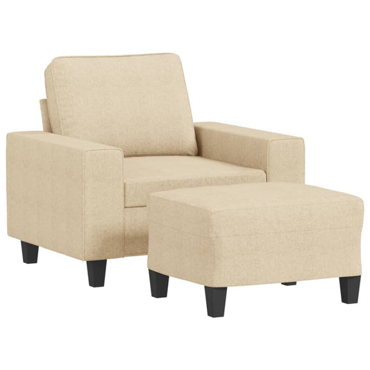 Křeslo S Podnožkou Krémové 60 Cm Textil