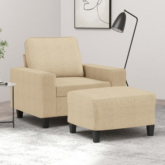 Křeslo S Podnožkou Krémové 60 Cm Textil