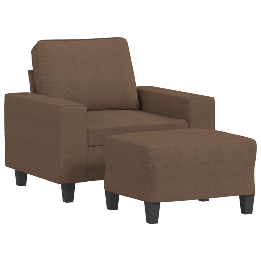 Křeslo S Podnožkou Hnědé 60 Cm Textil