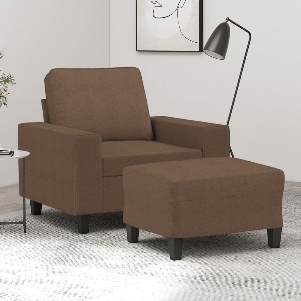 Křeslo S Podnožkou Hnědé 60 Cm Textil