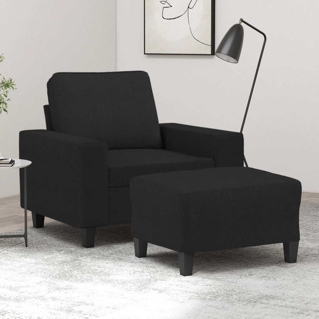 Křeslo S Podnožkou Černé 60 Cm Textil