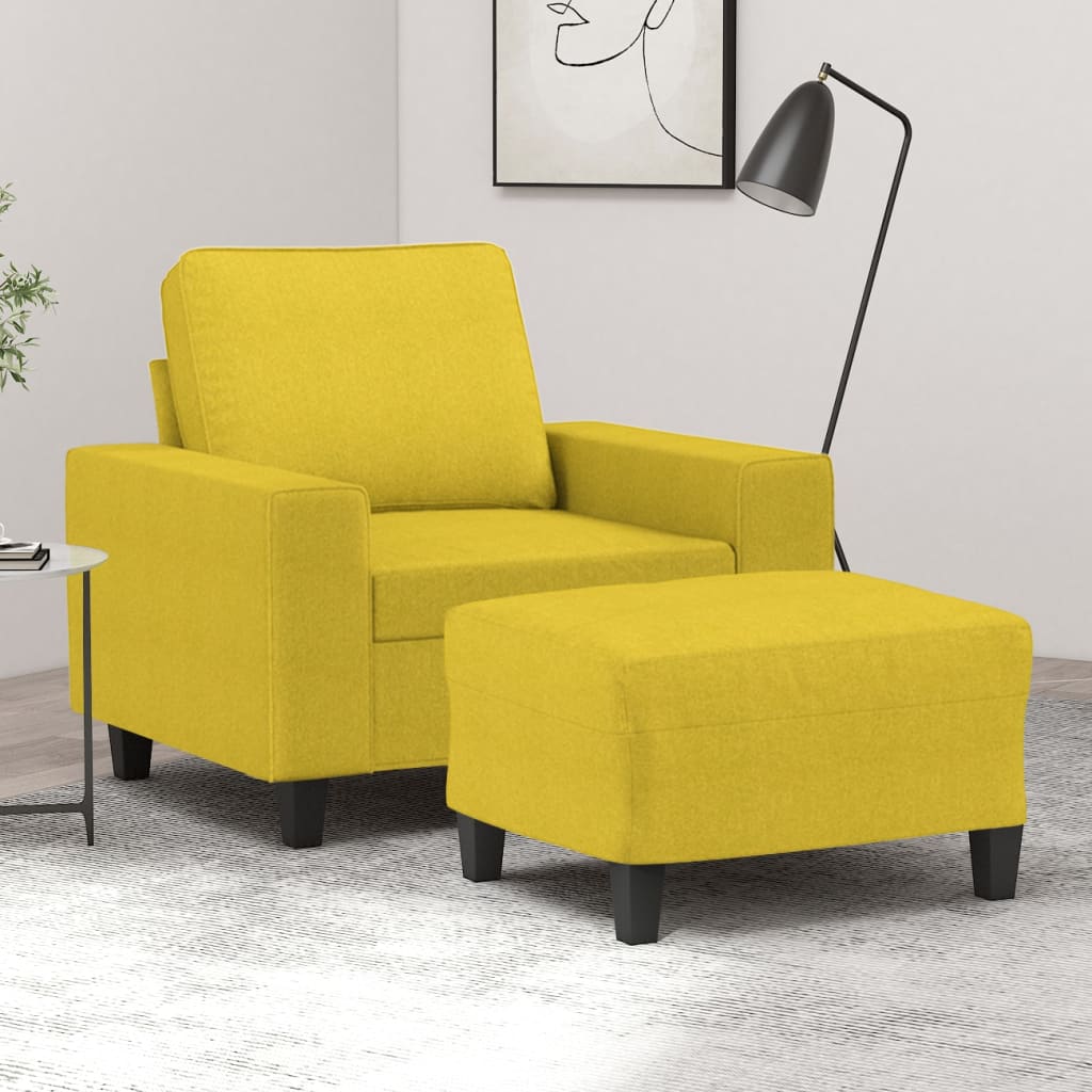 Křeslo S Podnožkou Světle Žluté 60 Cm Textil