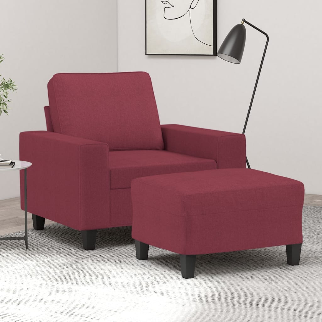 Křeslo S Podnožkou Vínové 60 Cm Textil