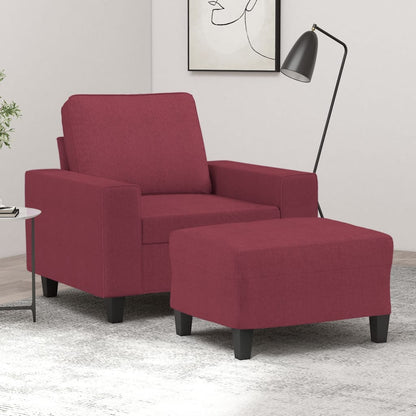 Křeslo S Podnožkou Vínové 60 Cm Textil