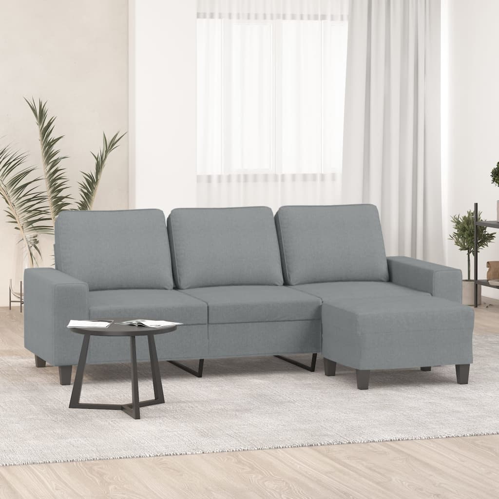 3Místná Pohovka S Podnožkou 180 Cm Textil