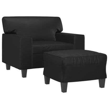 Křeslo S Podnožkou Černé 60 Cm Umělá Kůže