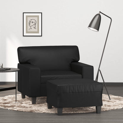 Křeslo S Podnožkou Černé 60 Cm Umělá Kůže