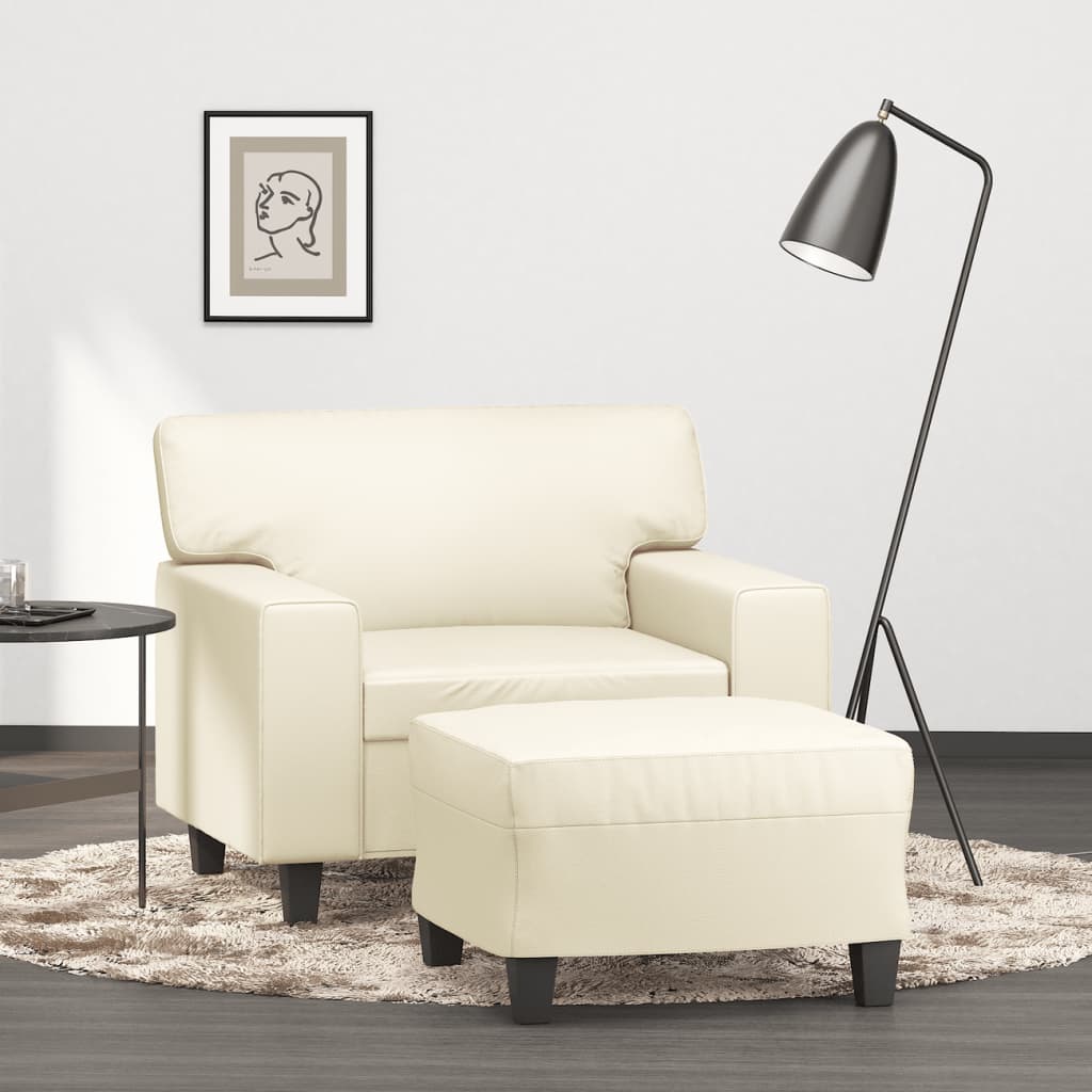 Křeslo S Podnožkou Černé 60 Cm Umělá Kůže