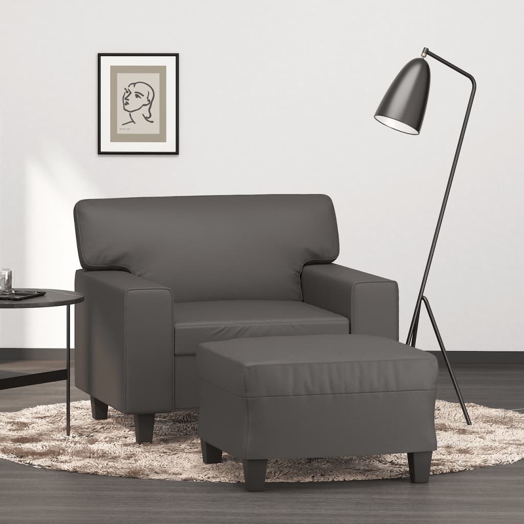 Křeslo S Podnožkou Černé 60 Cm Umělá Kůže