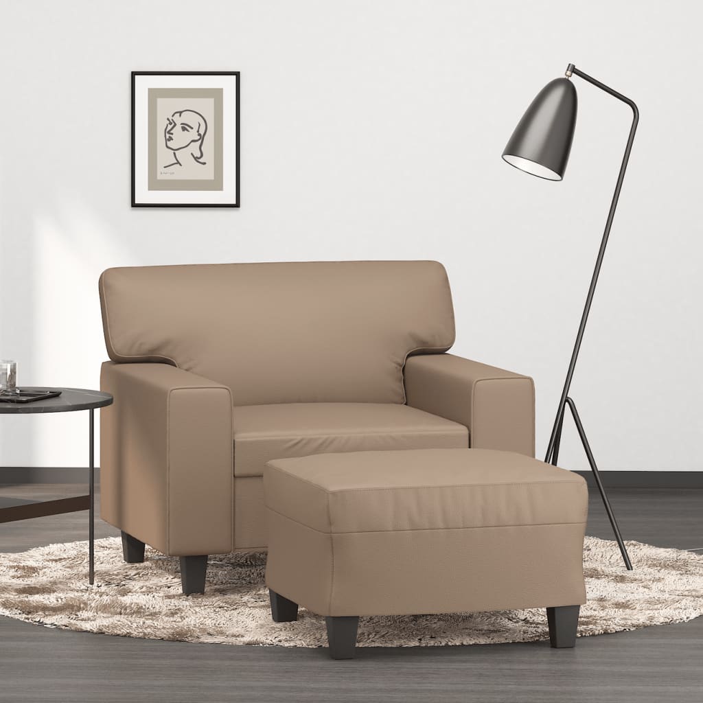 Křeslo S Podnožkou Černé 60 Cm Umělá Kůže