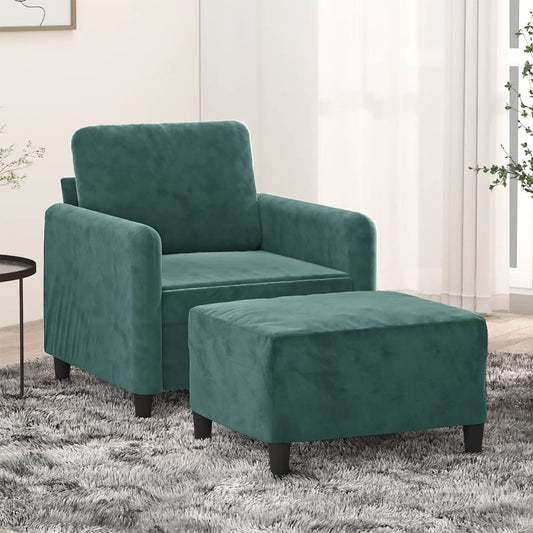 Křeslo S Podnožkou Tmavě Zelené 60 Cm Samet