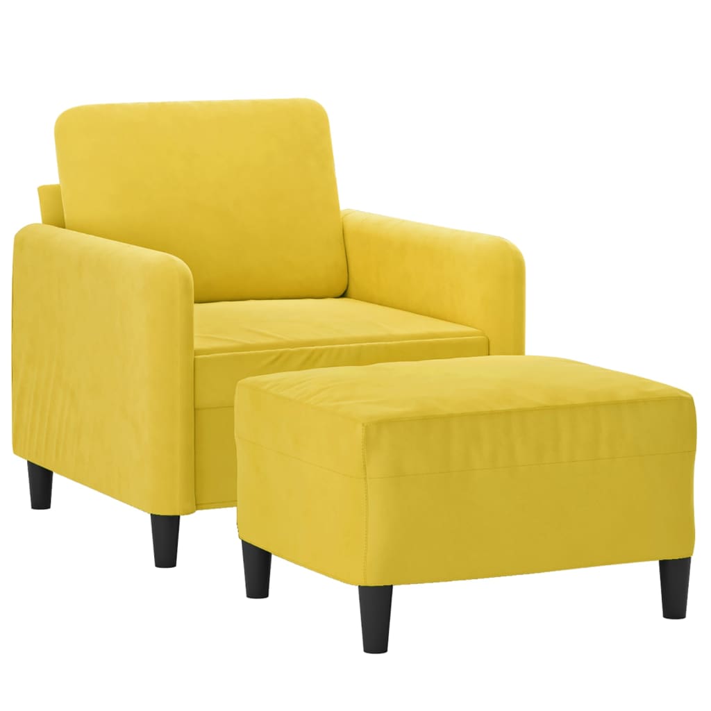 Křeslo S Podnožkou Žluté 60 Cm Samet