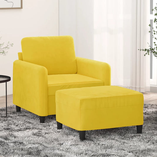 Křeslo S Podnožkou Žluté 60 Cm Samet