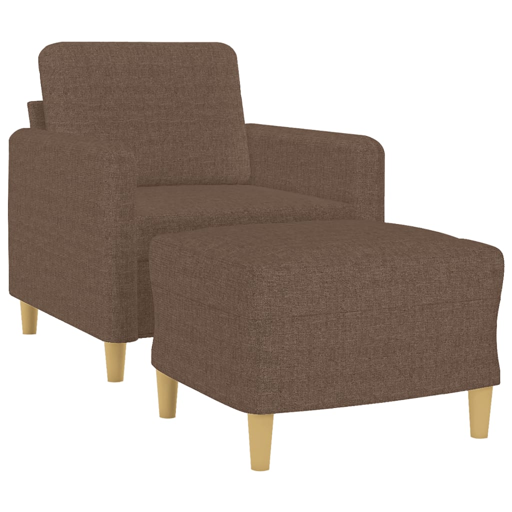 Křeslo S Podnožkou Hnědé 60 Cm Textil