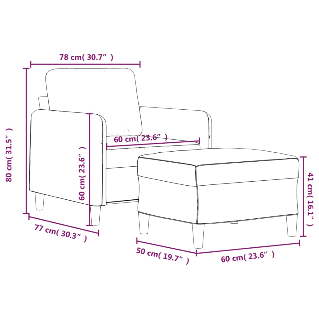 Křeslo S Podnožkou Hnědé 60 Cm Textil
