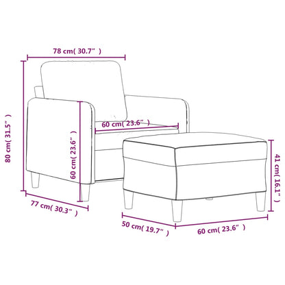 Křeslo S Podnožkou Hnědé 60 Cm Textil