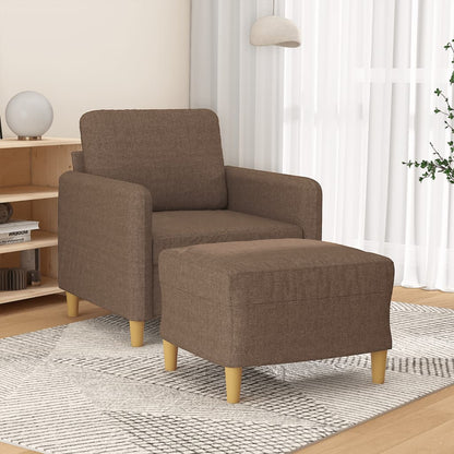 Křeslo S Podnožkou Hnědé 60 Cm Textil