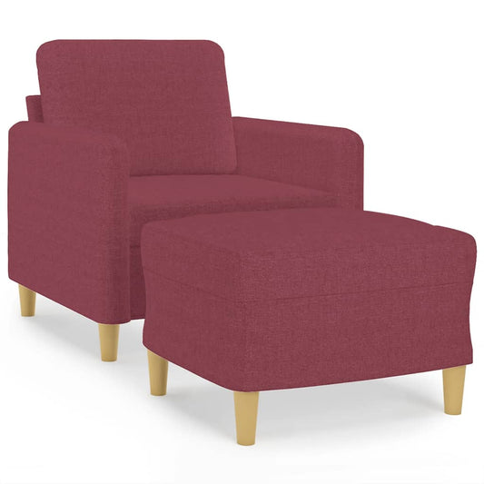 Křeslo S Podnožkou Vínové 60 Cm Textil