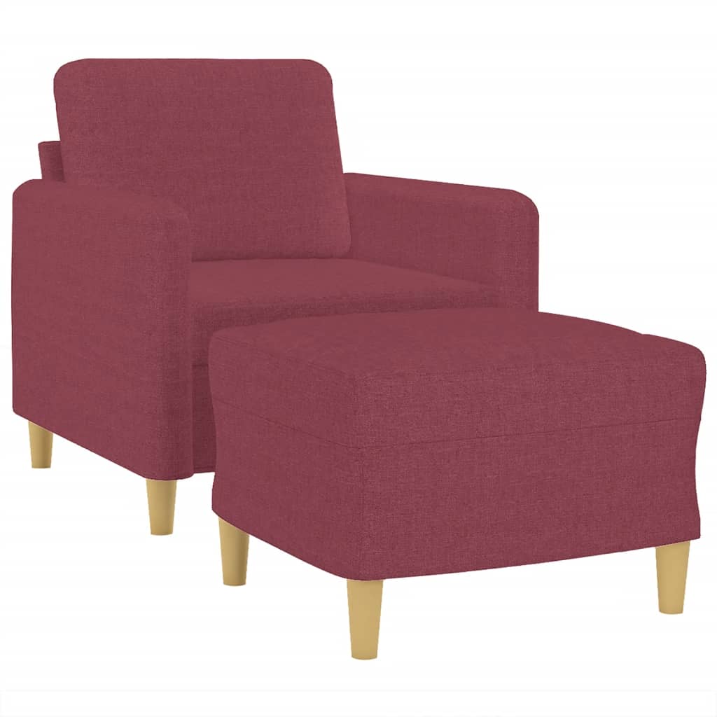 Křeslo S Podnožkou Vínové 60 Cm Textil