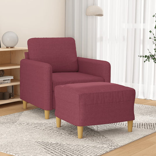 Křeslo S Podnožkou Vínové 60 Cm Textil