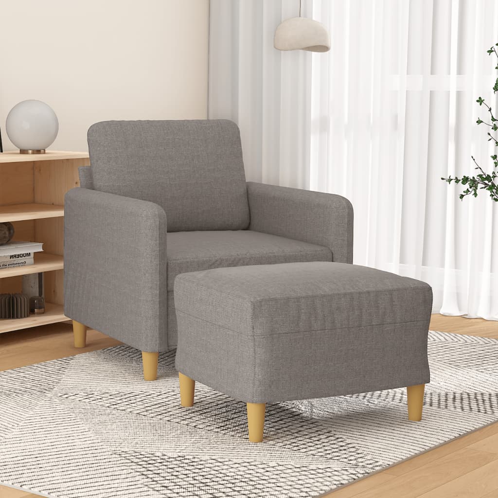 Křeslo S Podnožkou Hnědé 60 Cm Textil