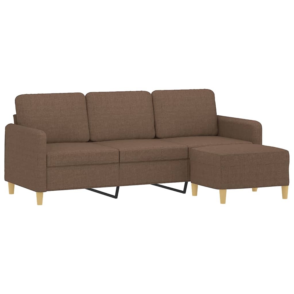 3Místná Pohovka S Podnožkou Hnědá 180 Cm Textil