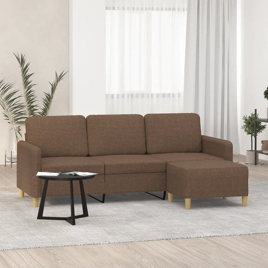 3Místná Pohovka S Podnožkou Hnědá 180 Cm Textil