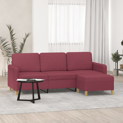 3Místná Pohovka S Podnožkou Vínová 180 Cm Textil