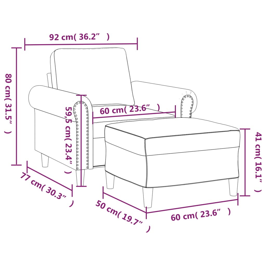 Křeslo S Podnožkou Vínové 60 Cm Umělá Kůže