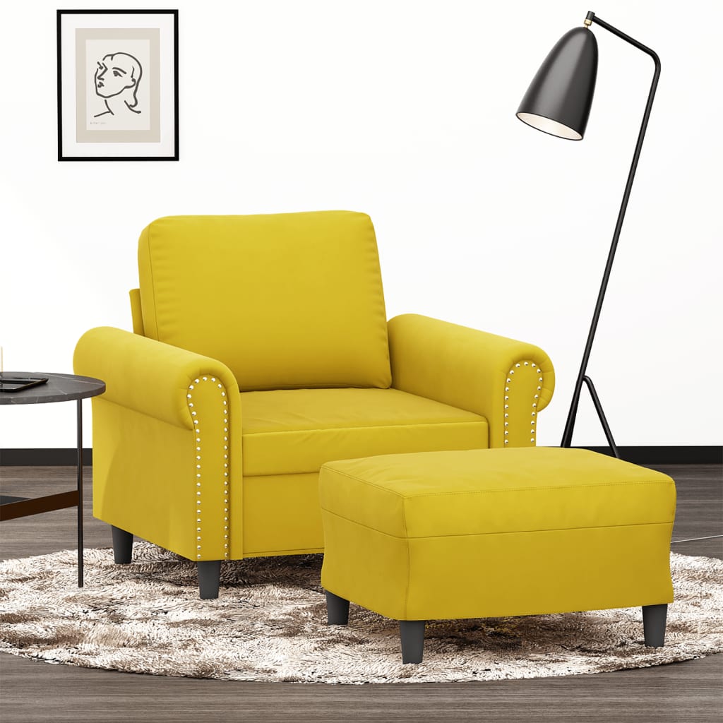 Křeslo S Podnožkou Žluté 60 Cm Samet