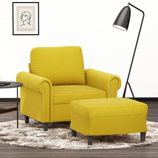 Křeslo S Podnožkou Žluté 60 Cm Samet