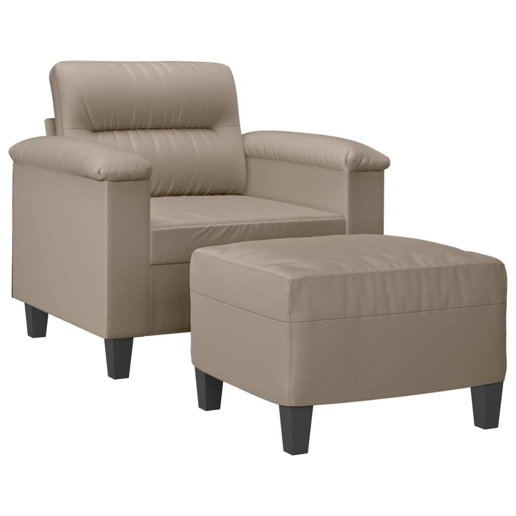 Křeslo S Podnožkou Taupe 60 Cm Tkanina Z Mikrovlákna