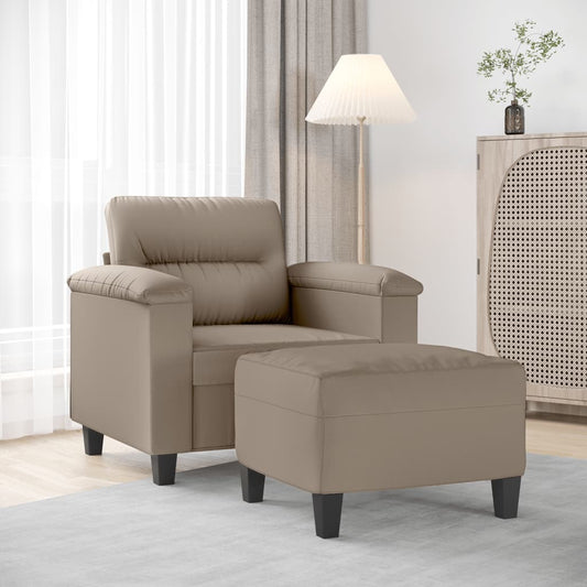 Křeslo S Podnožkou Taupe 60 Cm Tkanina Z Mikrovlákna