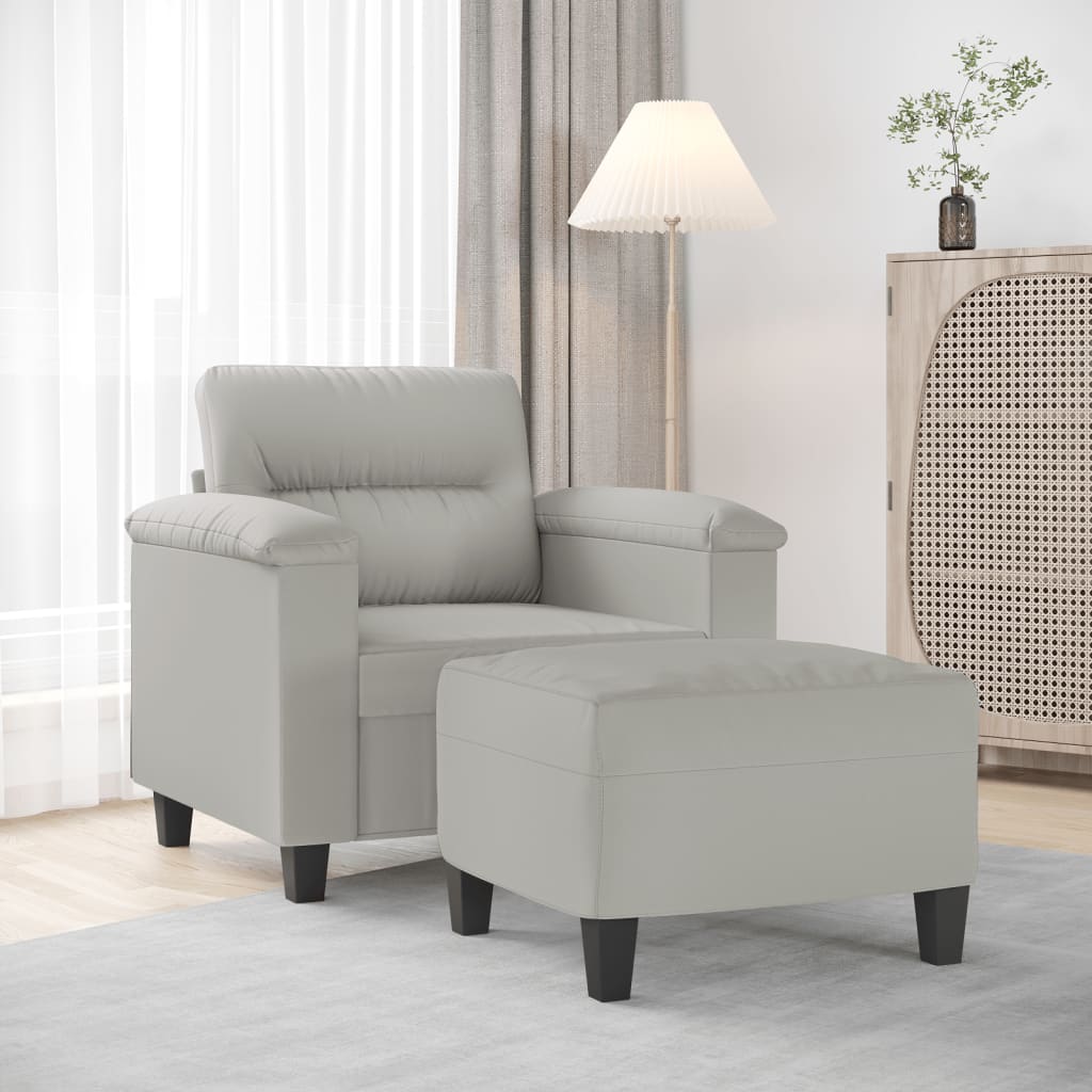 Křeslo S Podnožkou Tmavě Šedé 60 Cm Tkanina Z Mikrovlákna
