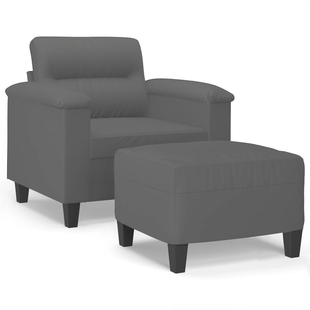 Křeslo S Podnožkou Tmavě Šedé 60 Cm Tkanina Z Mikrovlákna