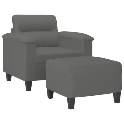 Křeslo S Podnožkou Tmavě Šedé 60 Cm Tkanina Z Mikrovlákna