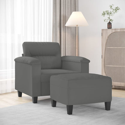 Křeslo S Podnožkou Tmavě Šedé 60 Cm Tkanina Z Mikrovlákna