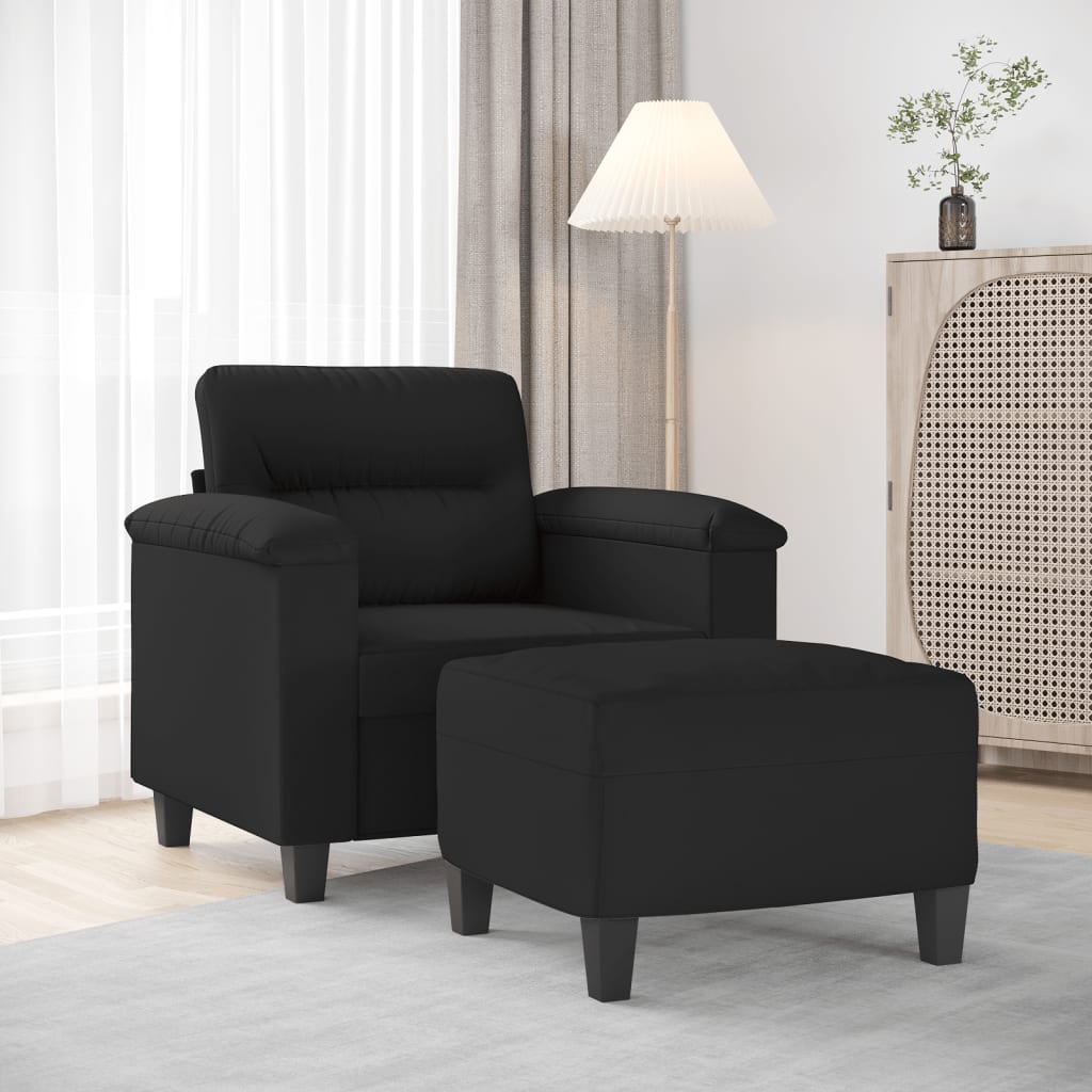Křeslo S Podnožkou Tmavě Šedé 60 Cm Tkanina Z Mikrovlákna