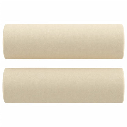 3Dílná Sedací Souprava S Polštáři Krémová Textil