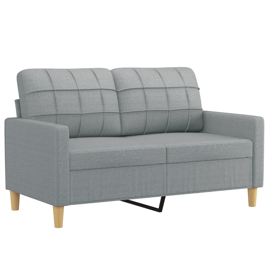 2Dílná Sedací Souprava S Poduškami Světle Šedá Textil