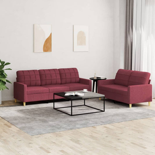 2Dílná Sedací Souprava S Poduškami Vínová Textil