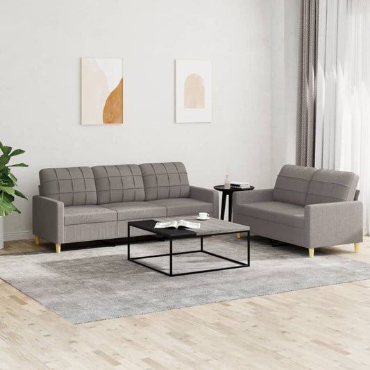 2Dílná Sedací Souprava S Poduškami Taupe Textil