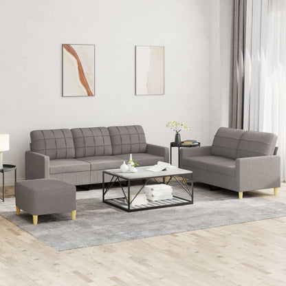 3Dílná Sedací Souprava S Poduškami Taupe Textil