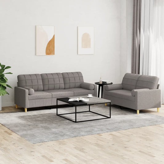 2Dílná Sedací Souprava S Polštáři Taupe Textil