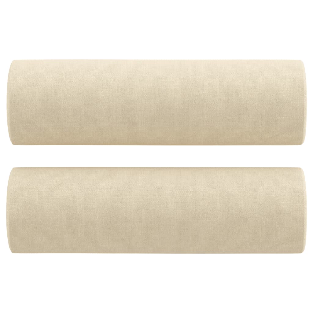 3Dílná Sedací Souprava S Polštáři Krémová Textil