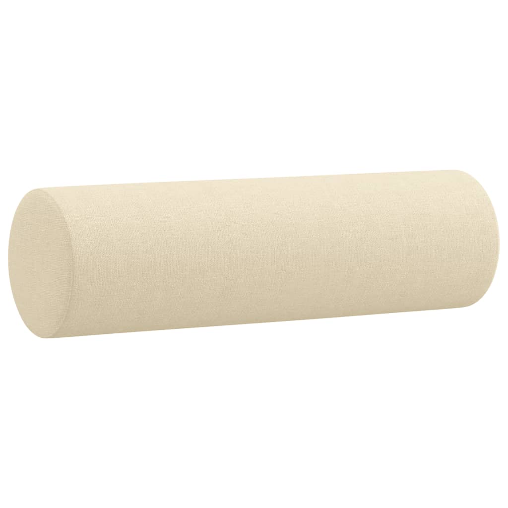3Dílná Sedací Souprava S Polštáři Krémová Textil
