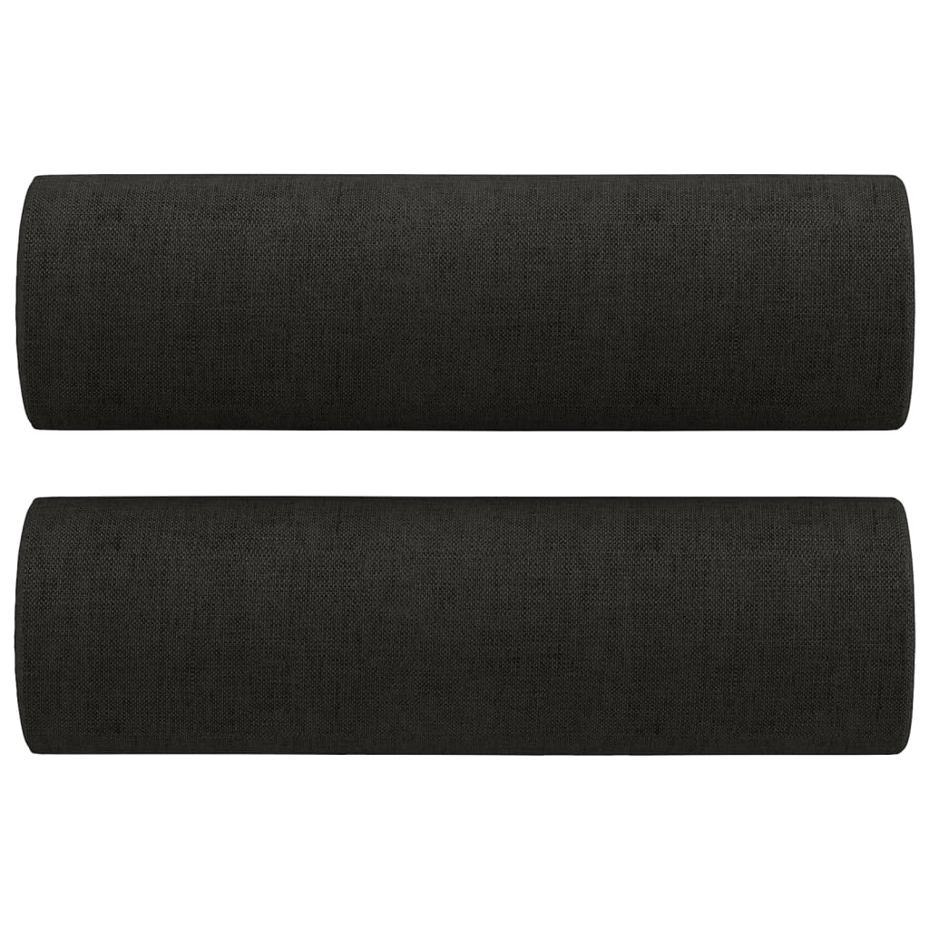 3Dílná Sedací Souprava S Polštáři Černá Textil