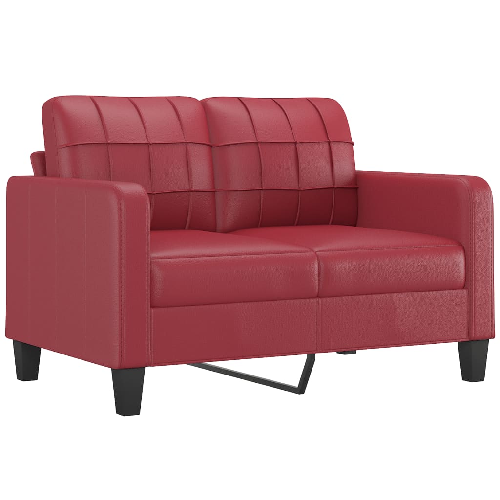 3Dílná Sedací Souprava S Poduškami Vínová Umělá Kůže