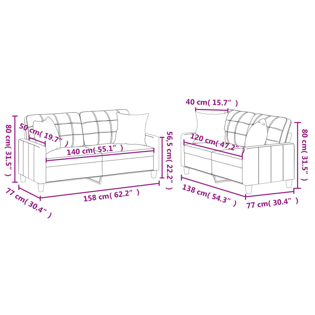 2Dílná Sedací Souprava S Polštáři Šedá Umělá Kůže