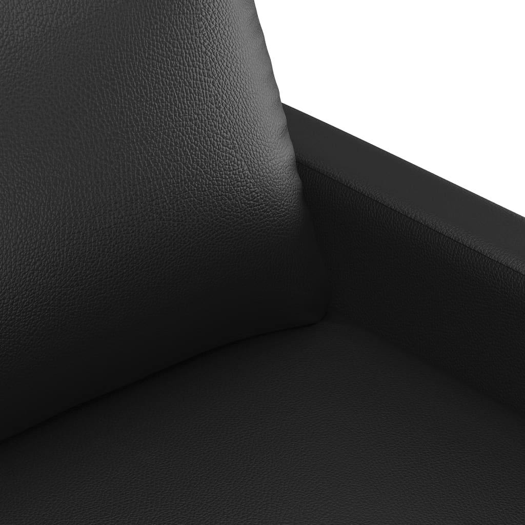 3Dílná Sedací Souprava S Poduškami Černá Umělá Kůže